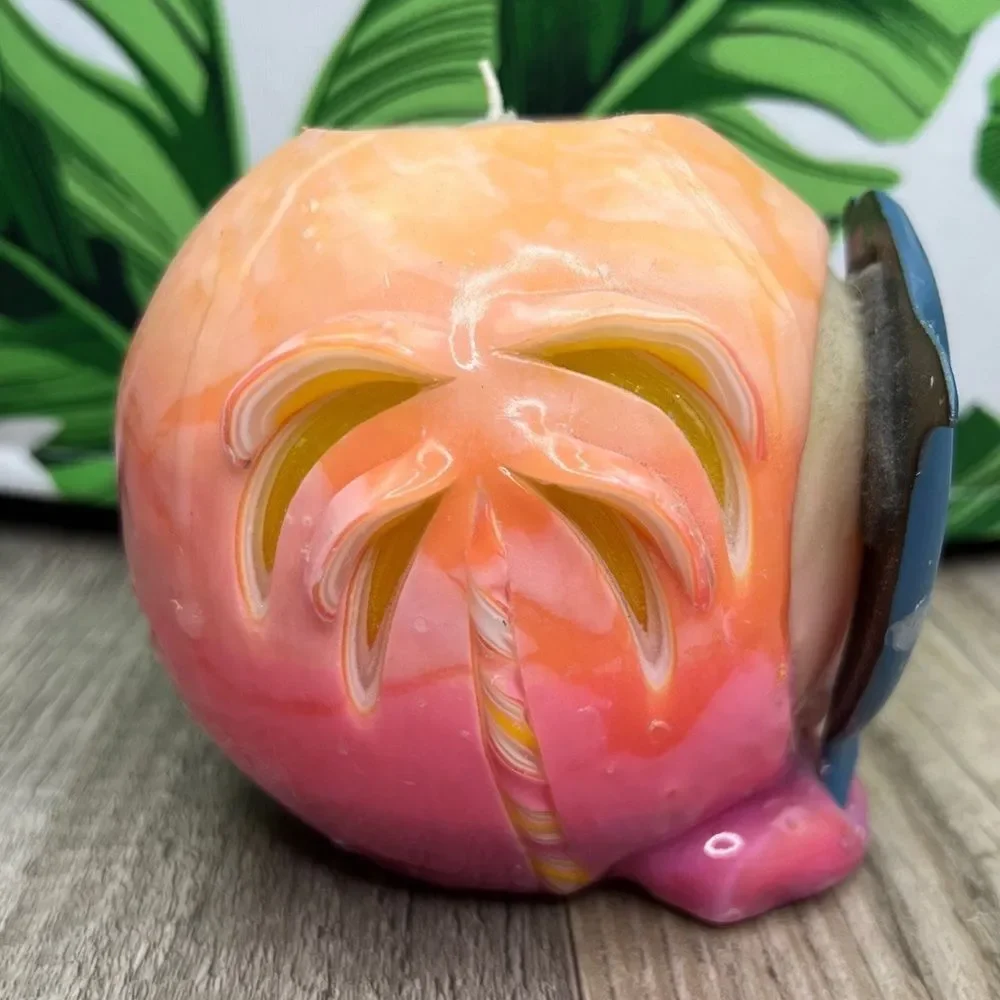 Dolphin Palm Tree Key West Florida Round Colorful Candle Nautical Coastal Decor